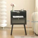 AWASEN Black Nightstand with Charging Station, Modern Bedside Table with Glass Decorative Drawer, Small End Table Side Table with 2 Tiers Storage Space, for Bedroom, Office and Small Space (Black) by CozyNest Decor
