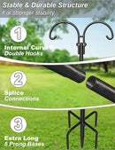 Outdoor Double Shepherds Hook with 5 Prong Base, 76 Inch Adjustable Heavy Duty Two Sided Bird Feeder Pole Stand for Hanging Plant Baskets, Solar Light Lanterns, Hummingbird Feeder, 2 Pack by GreenHaven Gardens