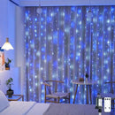 JMEXSUSS 300LED Christmas Curtain Lights Plug in with Remote, Blue and White Christmas Lights Indoor Outdoor, 8 Modes Hanging Fairy String Lights for Bedroom Window Wall Yard Patio Decor, 9.8x9.8ft by CozyNest Decor