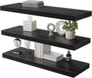 Large Floating Shelves for Wall Set of 3 Wooden Wall Shelves 24 in x 12.75 in x 2 in Room Decor Long Shelf with Invisible Wall Mount Bracket for Bedroom Kitchen Living Room Black Wood by CozyNest Decor