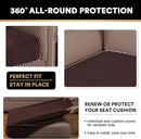 PrinceDeco Velvet Sofa Cushion Covers, Stretch Couch Cushion Covers for Individual Seat Couch Slipcover Sets Furniture Protector for Loveseat Sofa Cushion(Each Width Up to 29.5", Brown) by CozyNest Decor