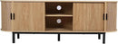 62" Tambour Door TV Stand,Wood Mid Century Modern TV Cabinet for Up to 75“ TV,Curved Edge Long TV Stand with Storage for Bedroom Living Room (Natural, 62.2inch) by CozyNest Decor