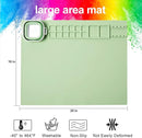 AWOKE Silicone Painting Mat for Table Protection - 20"X16" Washable Art Mat with 1 Water Cup for Kids - Craft Mat has 12 Color Dividers - 2 Paint Palettes (Green), Toddler Activities, Girl Boy Gifts by TinyTreasures Baby Boutique