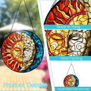 Sun and Moon Stained Glass Suncatchers for Windows Hanging - Celestial Decor Sun Catchers Valentines Day Gifts for Him Her - Handmade Wall Art Home Garden Stain Glass Window Suncatcher with Hooks by GreenHaven Gardens