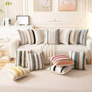 Boho Throw Pillow Covers 18x18 Set of 2 Farmhouse Decorative Cushion Case Striped Square Pillows Cover Chenille Pillow Cases Accent Neutral Pillowcase for Sofa Couch Bed,Gray by CozyNest Decor