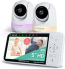 Babysense Prisma Baby Monitor with Camera and Audio, 5” HD Video Baby Monitor with 2 Cameras, 6-Color Night Light, Split Screen, Sound Machine with White Noise & Lullabies, Secure No WiFi by TinyTreasures Baby Boutique