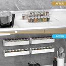 PMMASTO Adhesive Acrylic Spice Rack Organizer for Wall with Nano Double Sided Tape, Spice Shelf Organization for Kitchen Cabinet Door/Pantry Door, Wall Mount Seasoning Rack (White - 4 Pack) by CozyNest Decor