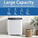 Portable Mini Twin Tub 32lbs Washing Machine With Drying Rack& 10 Hangers, 20lbs Washer & 12lbs Spinner, Small Laundry Washer with Time Control for Camping, Apartments, RV (32lbs) by CozyNest Decor