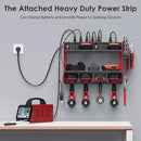 CCCEI Set Power Tool Organizer Wall Mount with Charging Station. Garage 8 Drills Storage Shelf with Hooks, Screwdriver, Drill Bit Heavy Duty Rack, Tool Battery Holder Built in 8 Outlet Power Strip. by GreenHaven Gardens