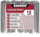 RAOOKIF 12 Inch Galvanized Garden Landscape Staples Stakes, 200Pcs Garden Metal Stakes, 11 Gauge Heavy Duty Ground Stakes for Decoration, Fence Stakes Lawn Stake, Fabric Pins by CozyNest Decor