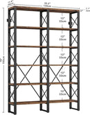 IRONCK Bookshelf Double Wide 6-Tier 76" H, Open Large Bookcase, Industrial Style Shelves, Wood and Metal Bookshelves for Home Office, Easy Assembly by CozyNest Decor