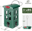Kingsyard Upgraded Rainproof Bird Feeder for Outdoor Hanging - Metal Feeding Port, Recycled Plastic Wild Bird Feeder with Metal Mesh Tray for Goldfinch Small Bird, Garden Yard Decoration, Green by GreenHaven Gardens