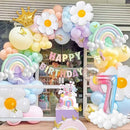 Pastel 7th Birthday Decorations for Girls 219Pcs Daisy Balloon Garland Kit, 18 10 5 Inch Pastel Rainbow Balloons Arch, Number 7 Balloons for 7 Year Old Birthday Party Decorations by TinyTreasures Baby Boutique