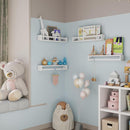 Heimlove Nursery Floating Shelves, White Nursery Book Shelves for Wall, 24 inch Wall Bookshelf for Kids Solid Wood Wall Mounted Shelves for Books,Toys and Decor Storage, Set of 3 by TinyTreasures Baby Boutique