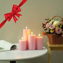 LUSHABOR Flameless Candles, 4 Pack Battery Operated Candles with Remote, Real Wax LED Fake Candles with Timer Flickering for Christmas Wedding Home Party D3 H 5" 6" 7" 9" Pink by CozyNest Decor