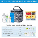 Breastmilk Cooler Bag with Ice Pack Fits 6 Baby Bottles Up to 9 Ounce, Baby Bottle Bag with Shoulder Strap for Nursing Mom Daycare, Black by TinyTreasures Baby Boutique