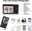 Digital Camera FHD 4K Kids Camera 44MP with 64GB SD Card 2 Batteries Autofocus 16X Digital Zoom Compact Portable Point and Shoot Digital Small Vintage Camera for Teens Boys Girls Students (Black) by TinyTreasures Baby Boutique
