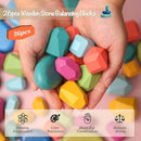 OESSUF Stacking Rocks 26Pcs Stacking Blocks Balancing Stones Wooden Building Toys Wood Stone Stacking Game for Toddler Sorting Preschool Educational Montessori Stacking Rocks for Kids by TinyTreasures Baby Boutique
