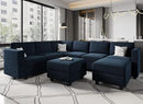 Belffin Modular Velvet Sectional Sofa with Storage Seat Oversized U Shaped Couch with Reversible Chaise Sofa Set with Ottoman Blue by CozyNest Decor