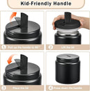 26oz Kids Thermos for Hot Food, Insulated Vacuum Food Jar with Buckle Lid, Stainless Steel Wide Mouth Leak Proof Insulated Lunch Container for School Picnic Travel, Black by TinyTreasures Baby Boutique