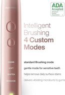 Aquasonic Vibe Series Ultra-Whitening Toothbrush – ADA Accepted Electric Toothbrush - 8 Brush Heads & Travel Case – 40,000 VPM Motor & Wireless Charging - 4 Modes w Smart Timer – Satin Rose Gold by CozyNest Decor