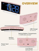 Cadmos Modern Curved Cute Digital Alarm Clock,Colorful Led Display,Adjustable Volume,Weekday/Weekend Mode,Simple Clock for Bedrooms Bedside,Ok to Wake Up for Girls,Kids,Teens (Pink+Dynamic) by TinyTreasures Baby Boutique