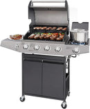 Unovivy 4-Burner Propane Gas Grill with Side Burner, Portable BBQ Grills with Oil Tray and Built-in Thermometer for Outdoor Barbecue, Camping, Patio, Backyard, 49,000 BTU by GreenHaven Gardens