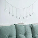 Mkono Moon Phase Wall Hanging Boho Aesthetic Room Decor Metal Moons Garland Hanging Art Bohemian Home Decoration for Girls Room Nursery Bedroom Livingroom Dorm, Ideal, Silver, 50" by CozyNest Decor
