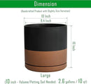 D'vine Dev 10 Inch, Ceramic Planter Pot with Drainage Hole and Saucer, Indoor Cylinder Round Planter Pot, Black/Speckled Tan, 94-O-E-7 by GreenHaven Gardens