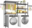 Ulif U5 Over the Washer and Dryer Storage Shelf, Laundry Room Space Saver Bathroom Storage and Organizer Rack for Hanging Towels and Drying Clothes with 5 Wire Shelves, 58.2"W x 13.4"D x 77.5"H, Black by CozyNest Decor
