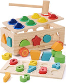 Shape Sorter - Wooden Pound A Ball and Montessori Number Puzzle Set for Babies - Educational Sorting Game with Storage Car for Toddlers by TinyTreasures Baby Boutique