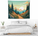 HZOHNAGO Mountain Tapestry Forest Mountain Sunrise Road Pattern Printed Wall Tapestry Wall Hanging for Bedroom Living Room Dorm 60" W x 50" H by CozyNest Decor