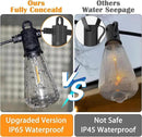 Outdoor String Lights 50 ft, LED Patio Lights with 27 (25+2 Spare ST38 Shatterproof Bulbs), IP 65 Waterproof, Outside Hanging Light for Cafe Bistro Backyard by CozyNest Decor