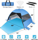 Large Easy Setup Beach Tent,Anti-UV Beach Shade Beach Canopy Tent Sun Shade with Extended Floor & 3 Mesh Roll Up Windows Fits 3-4 Person,Portable Shade Tent for Outdoor Camping Fishing by TinyTreasures Baby Boutique