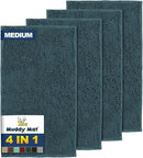 Muddy Mat® 4-Piece Atlantic Blue Medium 30"X19" AS-SEEN-ON-TV Highly Absorbent Microfiber Door Mat, Bath Mat and Pet Rug, Non Slip Thick Washable, Soft Chenille for Kitchen Bedroom Indoor and Outdoor by CozyNest Decor