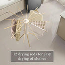 LEQ Drying Rack Portable,Foldable Drying Rack Clothing with 12 Wood Drying Arms, Standing Laundry Hanger Rack Round Collapsible & Portable Handle for Laundry Room, Balcony, Bedroom, RV by CozyNest Decor