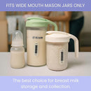 Masontops Breast Milk Storage Kit - 24oz Airtight Mason Jar with Handle, Marker & Stick-on Thermometer for New Moms by TinyTreasures Baby Boutique
