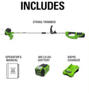 Greenworks 40V 12" Cordless String Trimmer, 2.0Ah Battery and Charger Included by GreenHaven Gardens