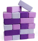 The Original Premium Plush Building Block for Kids - Certified Safe Foam Blocks in Luxuriously Soft Fabric Covers - Set of 24 (Grape) by TinyTreasures Baby Boutique