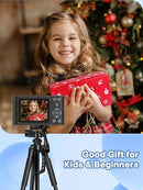 Digital Camera, 44MP Full HD 1080P Point and Shoot Camera with 64GB Card, Anti Shake 16X Zoom Compact Volg Cameras, Portable Small Camara Gift for Kids, Ages Teen Girl Boy - Black by TinyTreasures Baby Boutique