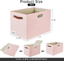 3-Pack Foldable Fabric Storage Bins with Durable PU & Metal Handles, Collapsible Storage Baskets for Shelves, Home Storage, Closet Organizers, Living Room(17"x11.8"x11.8", Pink) by CozyNest Decor