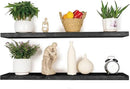 BGMG Wood Floating Shelves 48 inch, Wide Rustic Wooden Wall Shelves for Bathroom Living Room Bedroom Kitchen Farmhouse Set of 2-48x 6.7 x1.25 inch- Black by CozyNest Decor