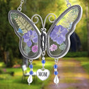 Laraine Butterfly Suncatcher with Pressed Colourful Flower Wings Mom Mother's Day Butterfly Glass Wind Chime Ornament Charm with Metal Heart Gifts for Mom Grandma Birthday (Purple Mom) by GreenHaven Gardens