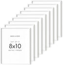 HAUS AND HUES 8x10 White Metal Picture Frames - Features Premium Aluminum, Vertical & Horizontal Hang, Shatterproof Plexiglass - Ideal for Home, Room, Office (8x10 in, White, Set of 9) by CozyNest Decor