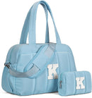 Duffle Bag, Weekender Bags for Girl，Travel Essentials for Women-Initial Overnight Bag with Wet Pocket，Monogrammed Gift-Lightweight Dance Bags Personalized Gymnastics bag with Makeup Pouch by TinyTreasures Baby Boutique