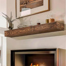 48x8x5 Fireplace Mantel - Handcrafted Hollow Rustic Solid Wood Wall Mounted Floating Shelf with Invisible Heavy Duty Wood Bracket (Weathered Brown) by CozyNest Decor