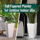 Tall Tapered Planter Front Porch Taper Metal Modern Flower Plant Pot White Square Galvanized Steel Planter 30 In Indoor Outdoor for Garden Patio Grande Plant Tree Commercial Residential Heavy Duty by CozyNest Decor