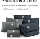 Monbix Full Size Comforter Set, Navy Blue Bedding Comforter for Full Size Bed Set Reversible, Bedding Sets Full 7 Pieces, Cationic Dyeing Bed in a Bag with Comforter, Sheets, Pillowcases & Shams by CozyNest Decor