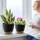 Plant Pots 12/10/9 Inch Self Watering Pots, Set of 3 Plastic Planters with Drainage Holes and Saucers,Plastic Flower Pots,Nursery Planting Pot for Indoor Out Door Plants(Black) by GreenHaven Gardens