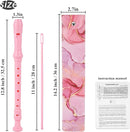 Recorder Instrument for Beginner Kids Adults,8-Hole Soprano Descant Recorder Music Flute with with Cleaning Rod & Leather Case For School Student Home Entertainment(2-Pink Splash-ink) by TinyTreasures Baby Boutique